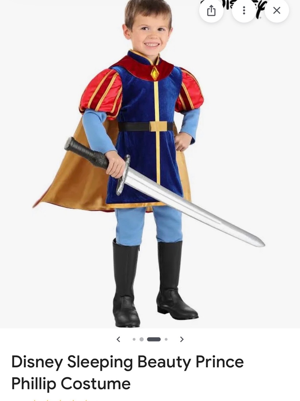 Disney Prince Phillip Costume in Blue, Red & Gold - Picture 5 of 11